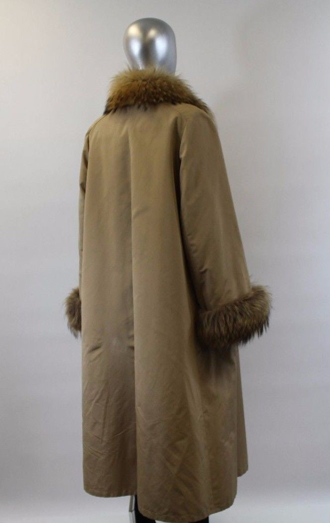Camel Sheared Beaver Revers with Raccoon Fur Coat Size M