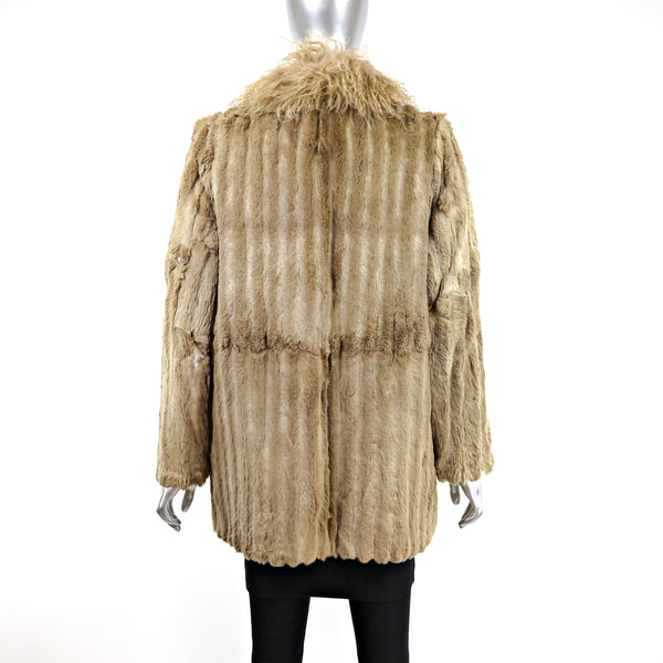 Sheared Beaver 3/4 Coat with Tibetan Lamb Tuxedo- Size M