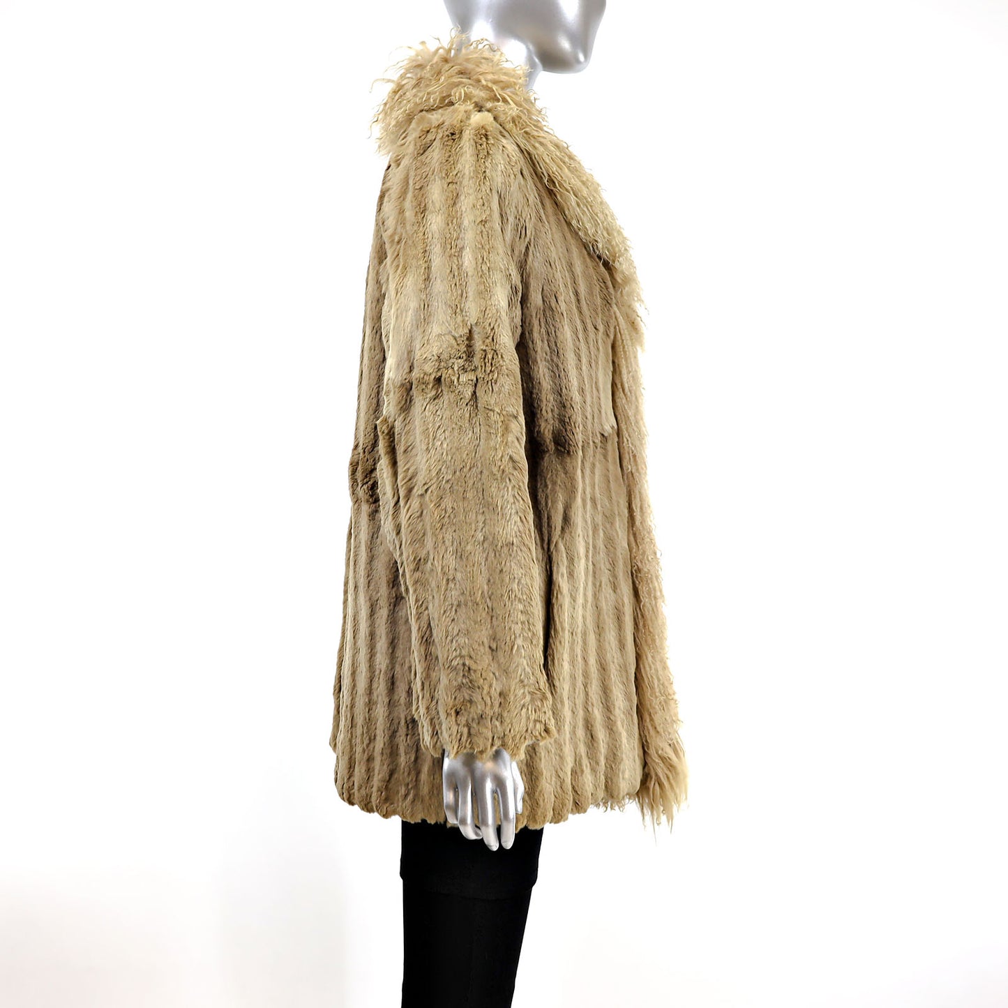 Sheared Beaver 3/4 Coat with Tibetan Lamb Tuxedo- Size M