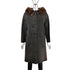 Suede Coat with Mink Collar- Size S