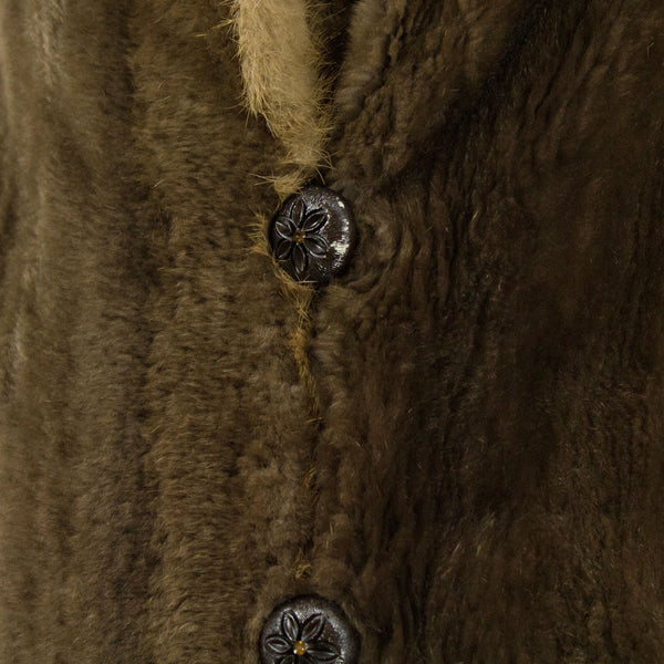 Sheared Muskrat Fur Stroller with Mink Fur Collar - Size XS