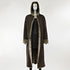 Chocolate Shearling Fur Coat with Hood - Size M