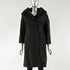 Black Persian Lamb Fur Coat with Mink Cowl Collar - Size XS