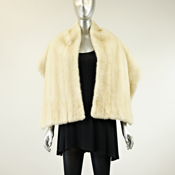 Pale Blue Beige Mink Fur Shawl Large - One Size Fits All - Pre-Owned