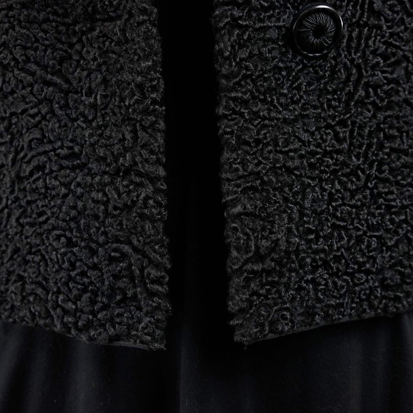 Persian Lamb Fur Jacket With Mink Fur Collar - Size S