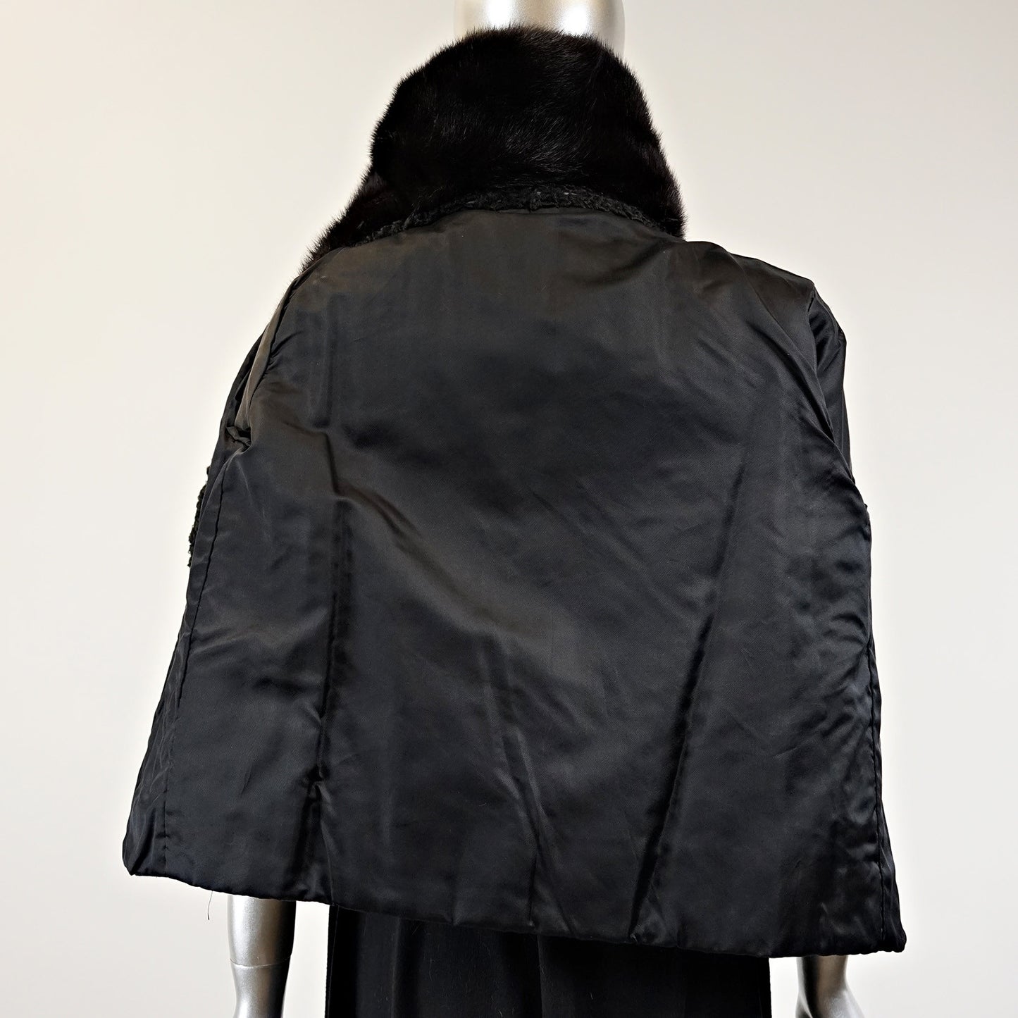 Persian Lamb Fur Jacket With Mink Fur Collar - Size S