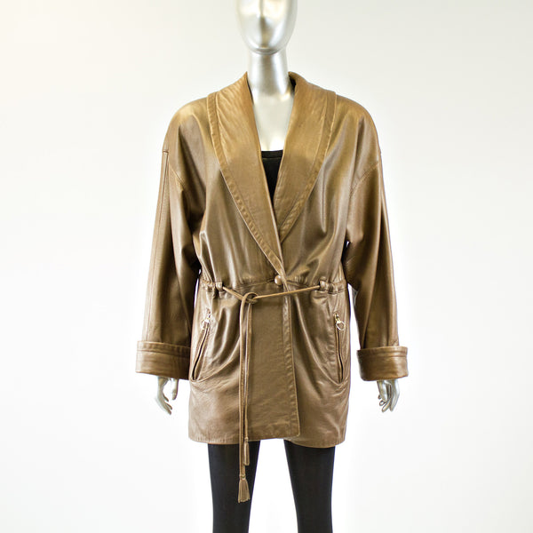 Bronze Leather Jacket - Size M - Pre-Owned