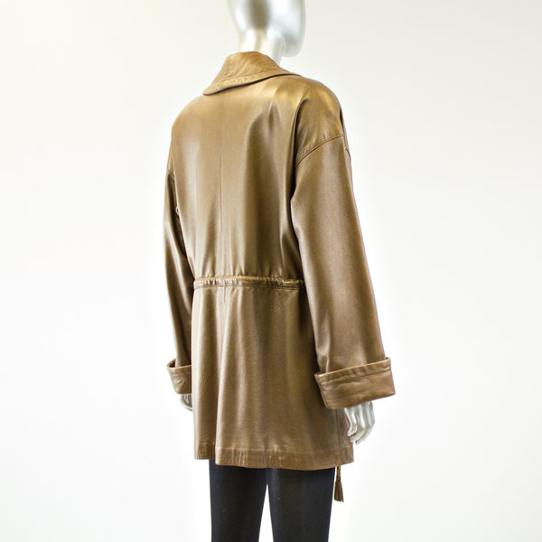 Bronze Leather Jacket - Size M - Pre-Owned