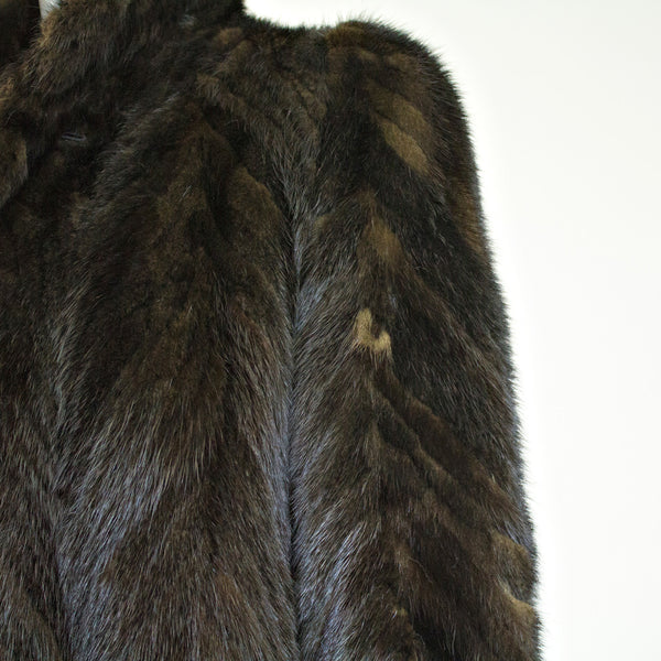 Mahogany Mink Tail Fur Coat - Size S - Pre-Owned