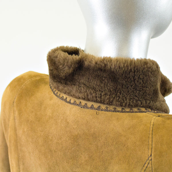 Camel Shearling Fur Coat - Size S - Pre-Owned