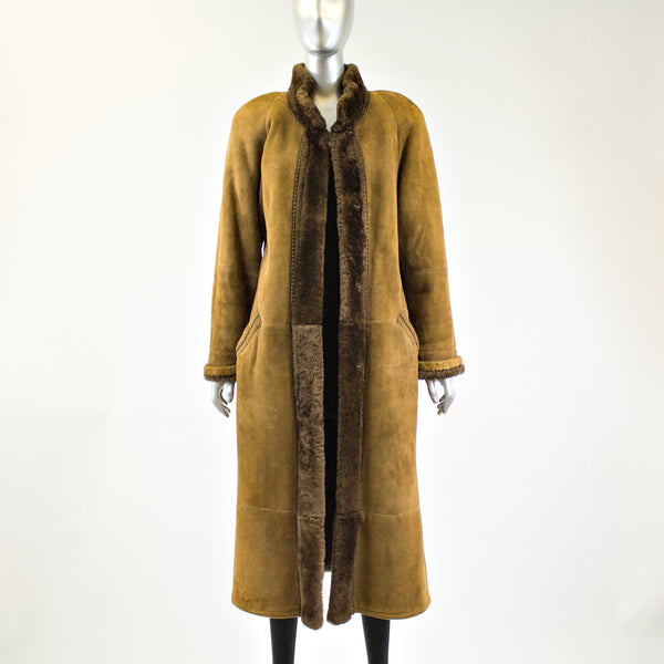 Camel Shearling Fur Coat - Size S - Pre-Owned