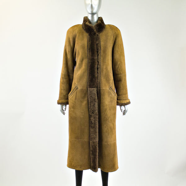 Camel Shearling Fur Coat - Size S - Pre-Owned