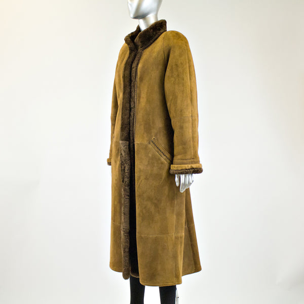 Camel Shearling Fur Coat - Size S - Pre-Owned