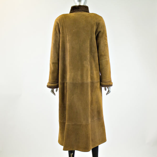 Camel Shearling Fur Coat - Size S - Pre-Owned