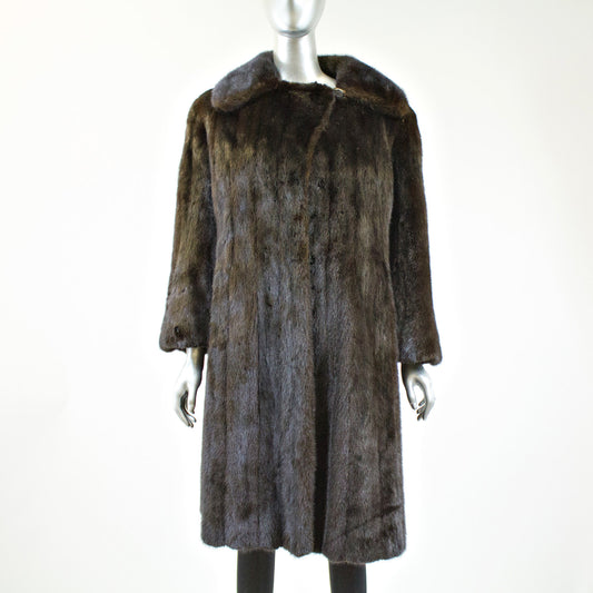 Black Mink Fur Coat - Size S