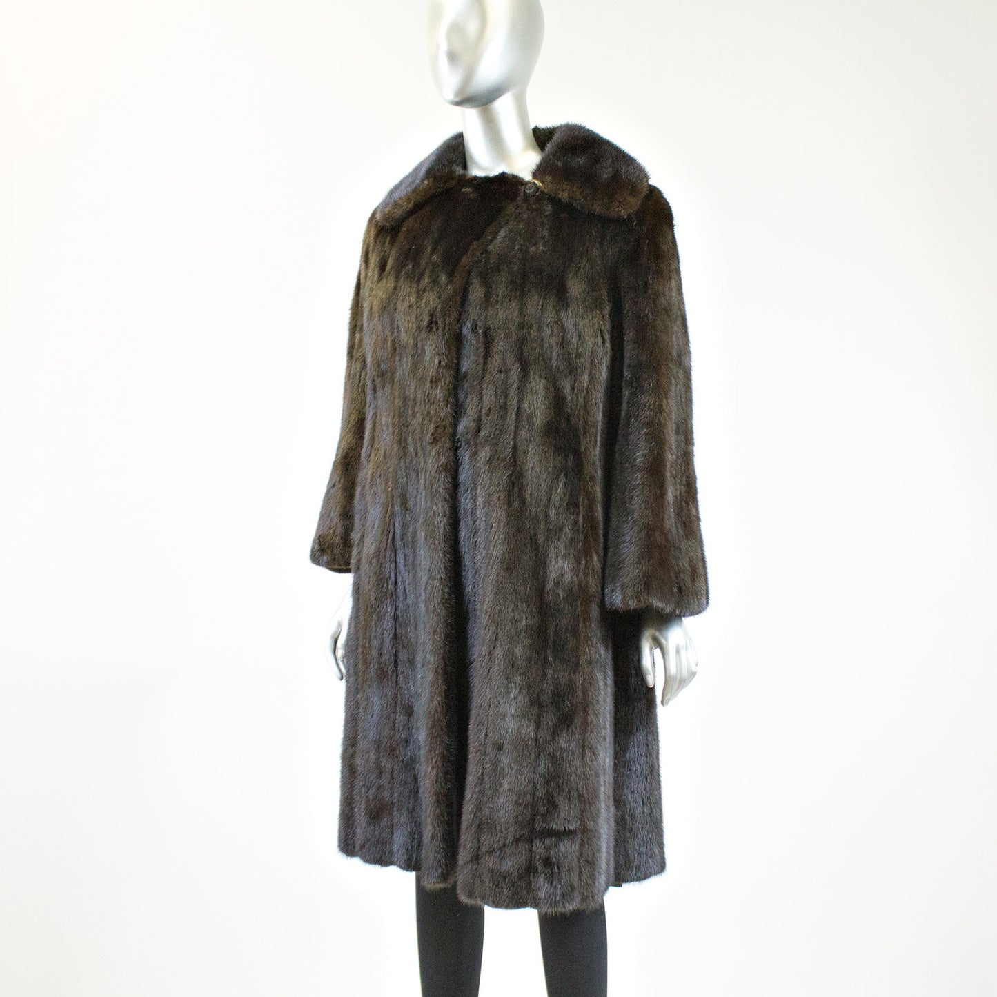 Black Mink Fur Coat - Size S