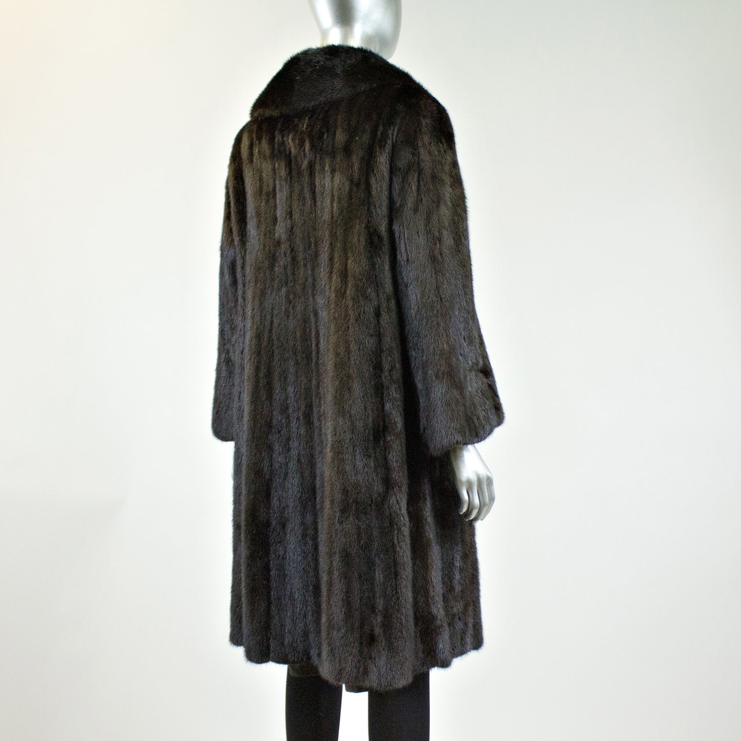 Black Mink Fur Coat - Size S