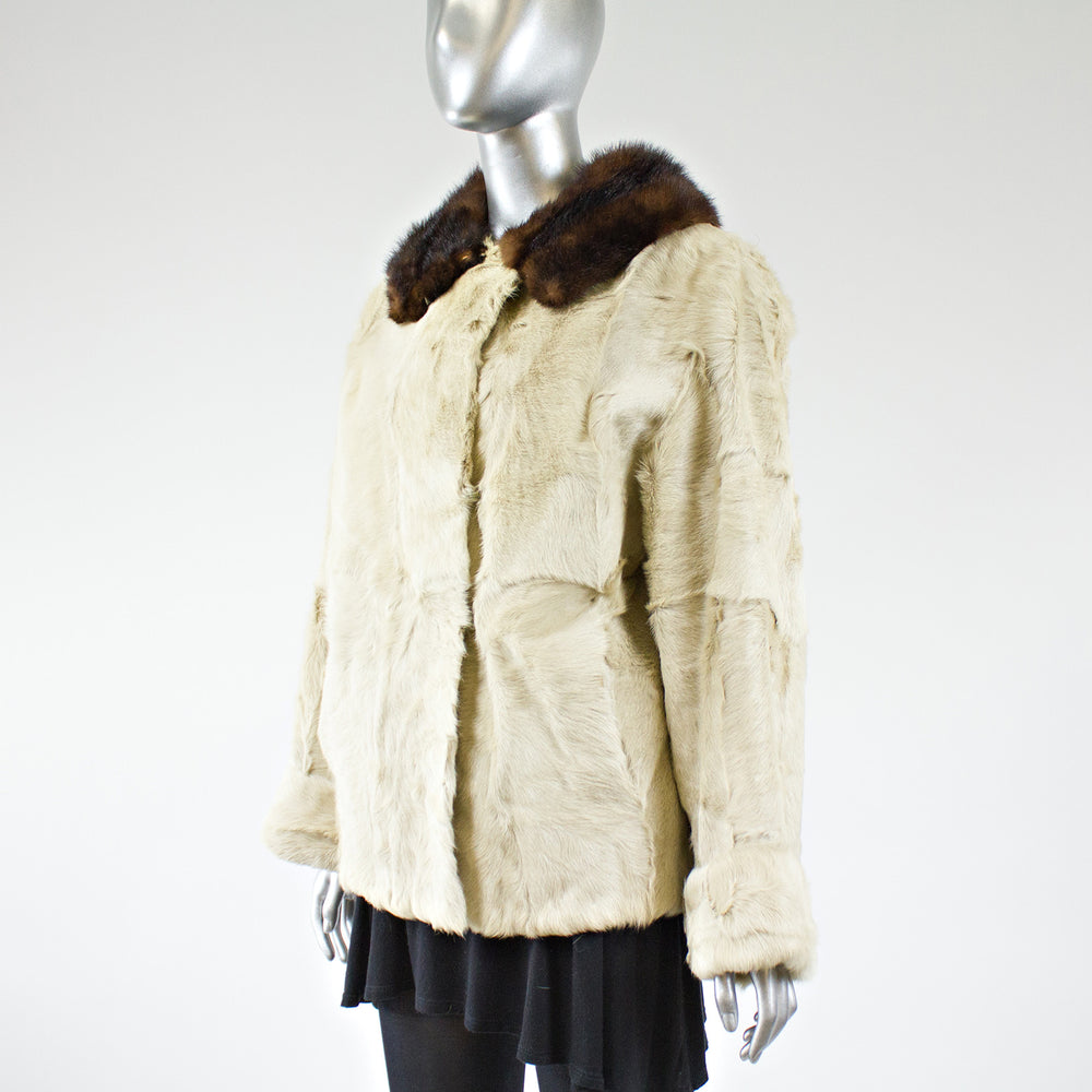 Beige GoatKid Skin with Mink Fur Collar Jacket - Size S - Pre-Owned