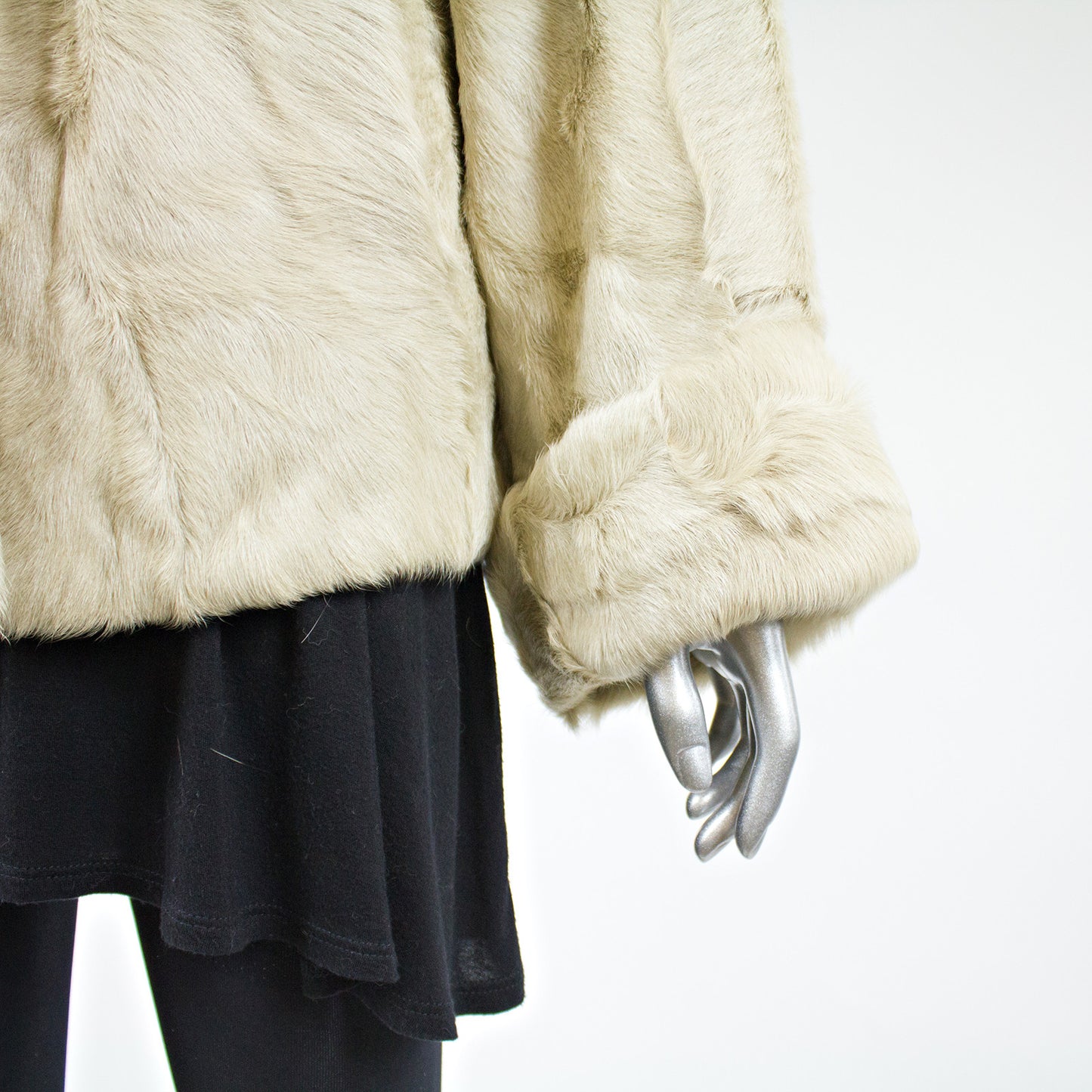Beige Goat Kid Skin with Mink Fur Collar Jacket - Size S