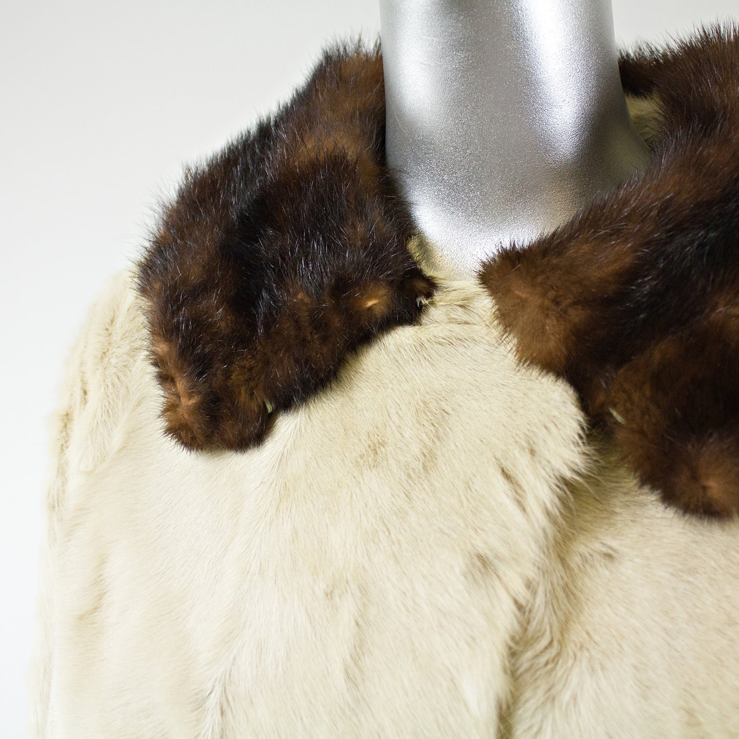 Beige Goat Kid Skin with Mink Fur Collar Jacket - Size S