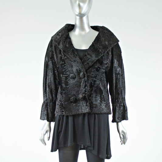 Black Persian Lamb Fur Jacket  - Size S