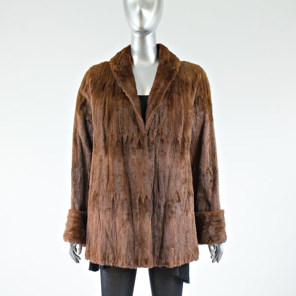 Dyed Red Ermine Fur Jacket - Size S