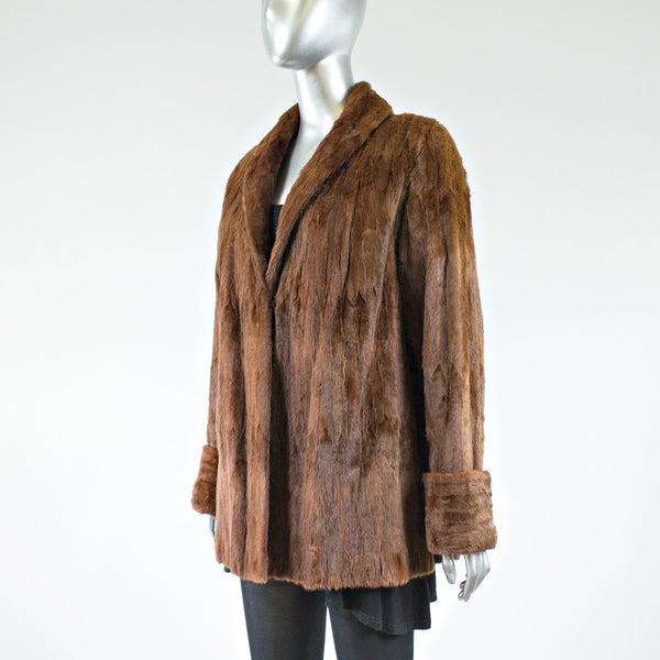 Dyed Red Ermine Fur Jacket - Size S