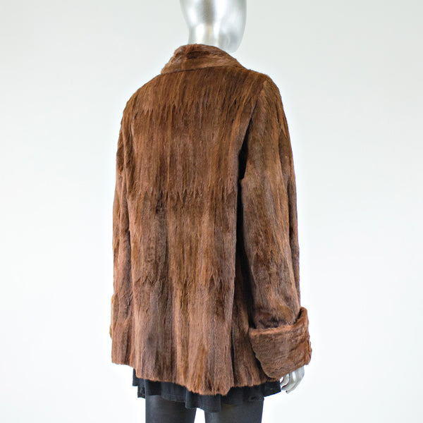 Dyed Red Ermine Fur Jacket - Size S