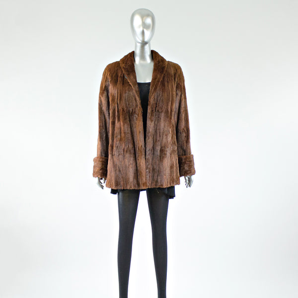 Dyed Red Ermine Fur Jacket - Size S