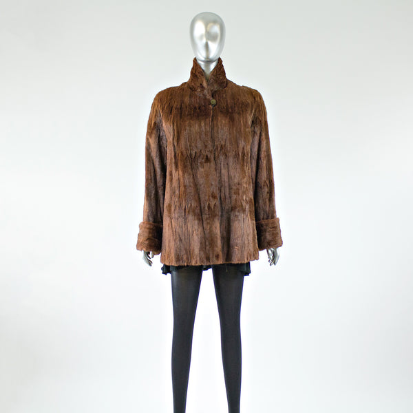 Dyed Red Ermine Fur Jacket - Size S