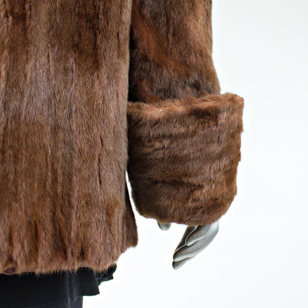 Dyed Red Ermine Fur Jacket - Size S