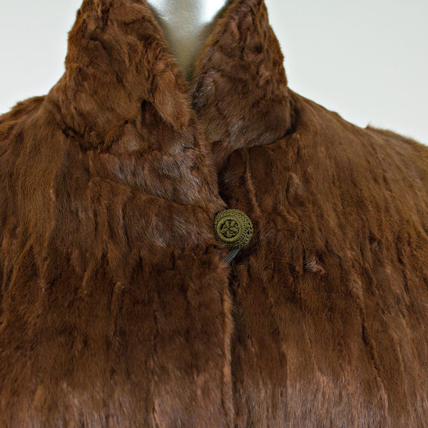 Dyed Red Ermine Fur Jacket - Size S