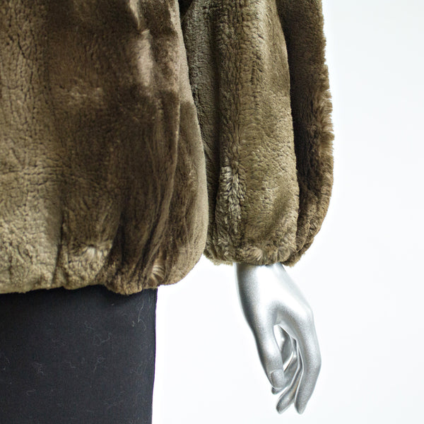 Sheared Beaver Fur Bomber Jacket - Size S