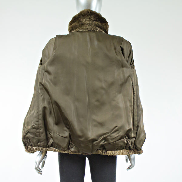 Sheared Beaver Fur Bomber Jacket - Size S