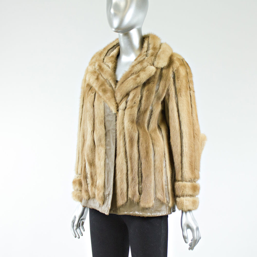 Autumn Haze Mink Fur Jacket with Leather Inserts - Size XS/S