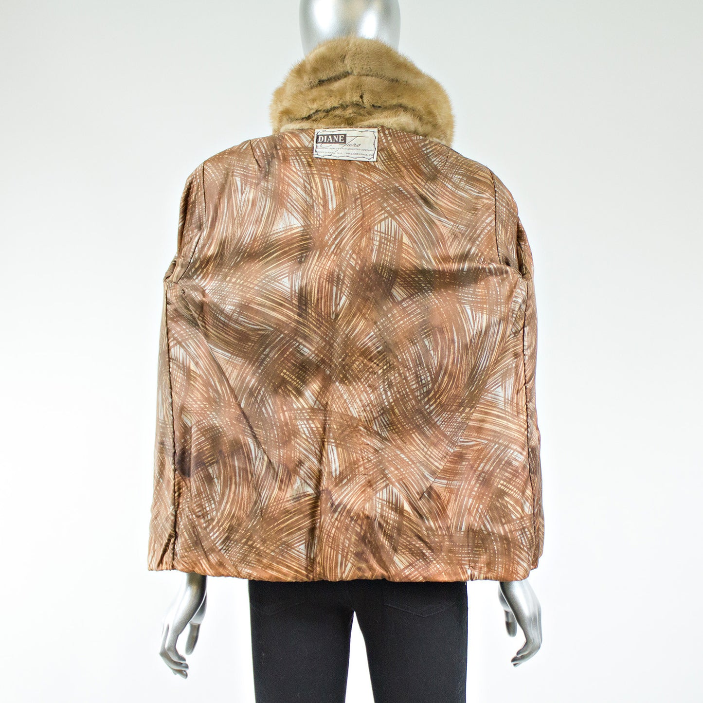 Light Brown Mink Fur Jacket with Leather Inserts - Size S