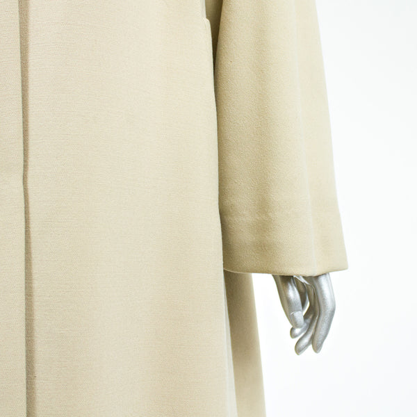 Tan Cloth with Mink Fur Collar Coat - Size S/M