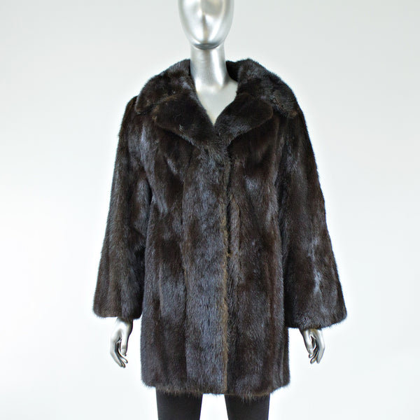 Dark Mahogany Mink Fur Jacket - Size S