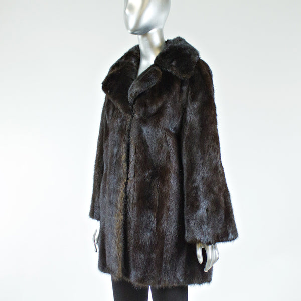 Dark Mahogany Mink Fur Jacket - Size S