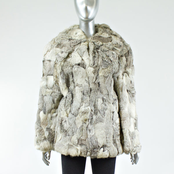 Grey Section Rabbit Fur Jacket - Size S