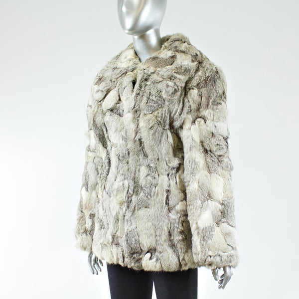 Grey Section Rabbit Fur Jacket - Size S