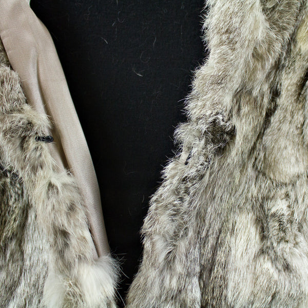 Grey Section Rabbit Fur Jacket - Size S