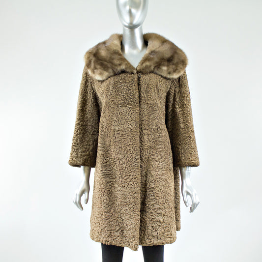 Coffee Color Persian Lamb Fur Jacket - Size S