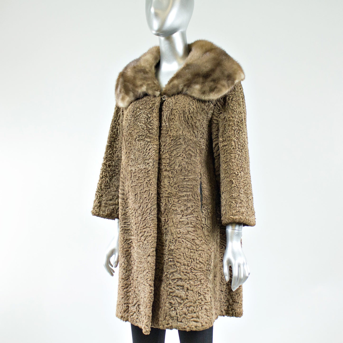 Coffee Color Persian Lamb Fur Jacket - Size S