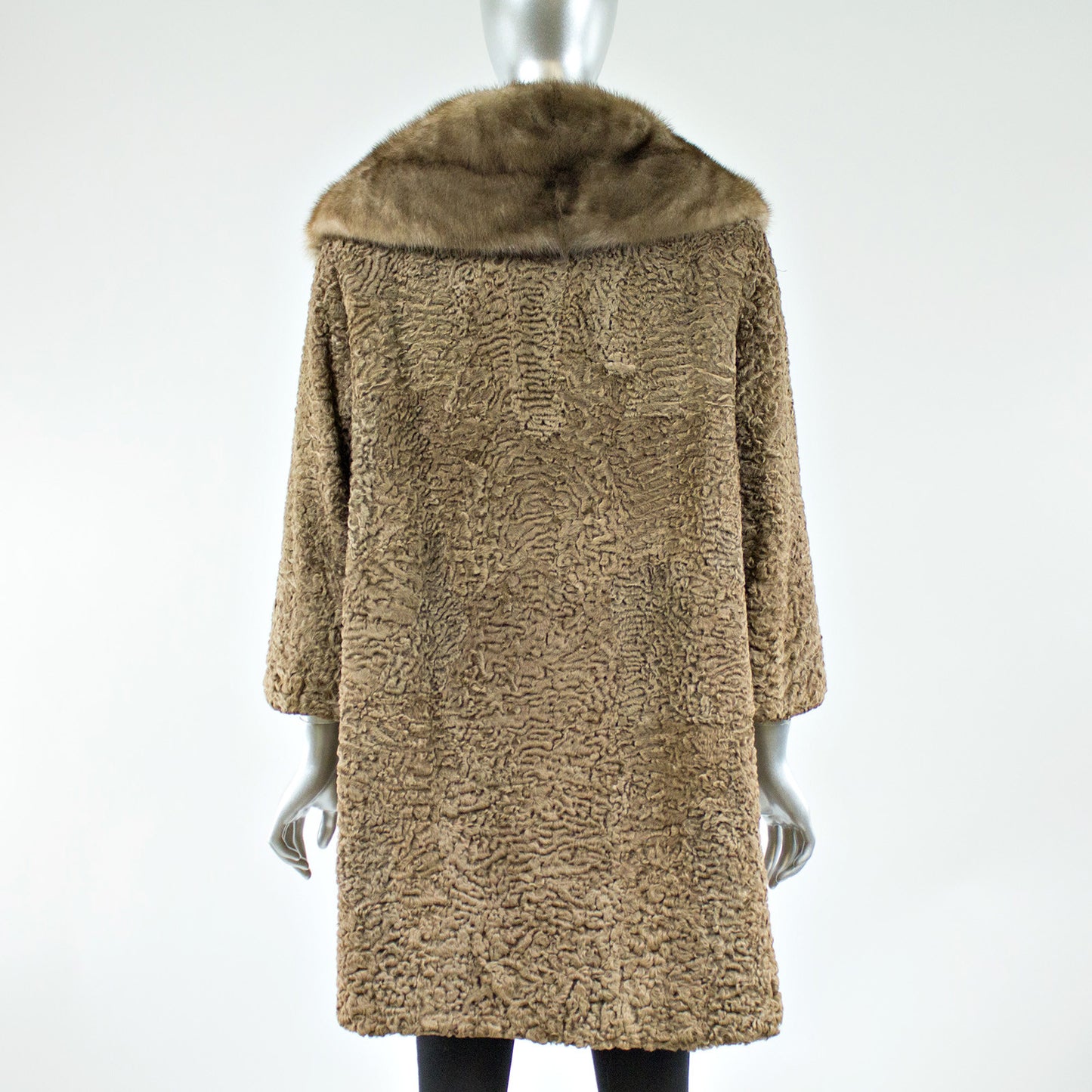 Coffee Color Persian Lamb Fur Jacket - Size S