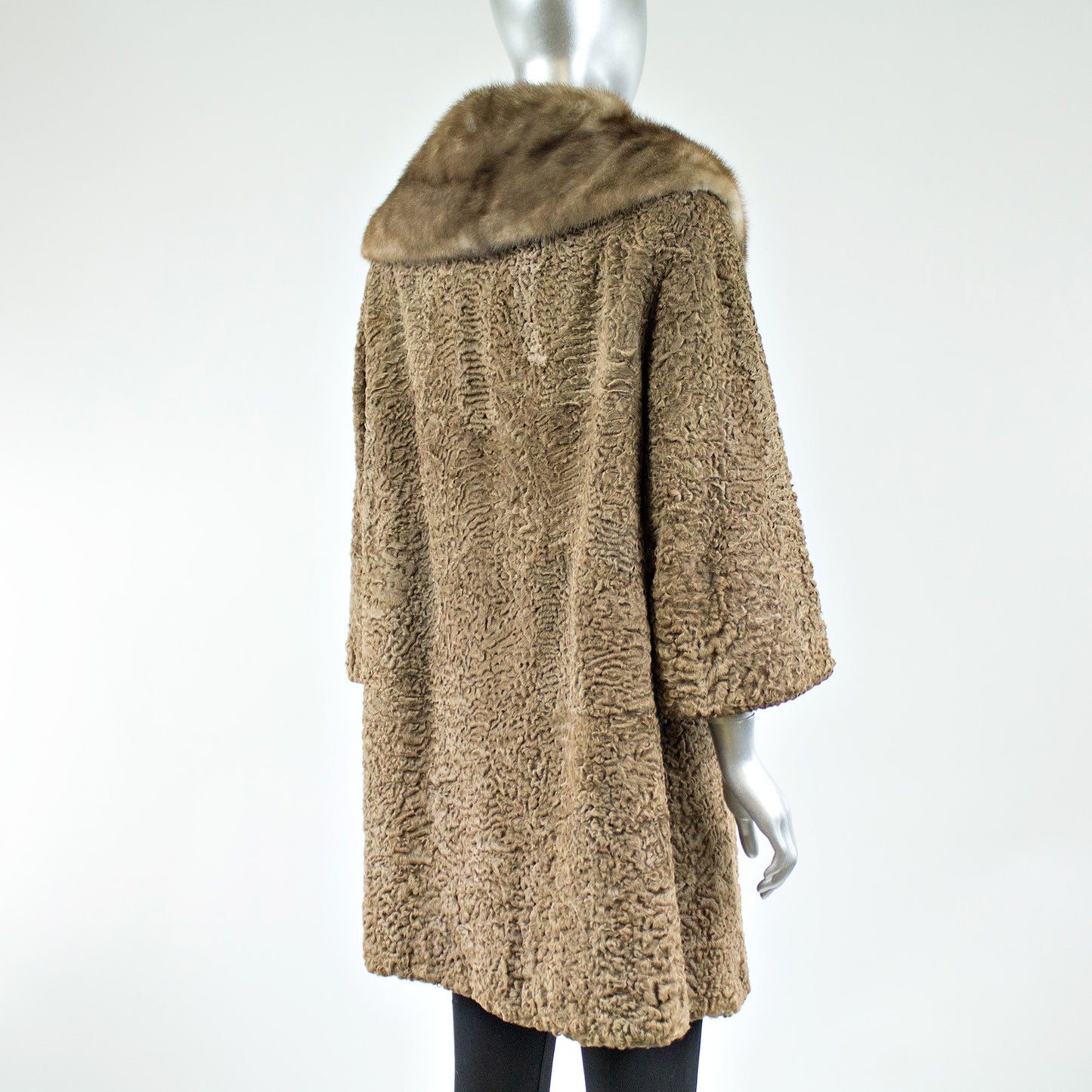Coffee Color Persian Lamb Fur Jacket - Size S