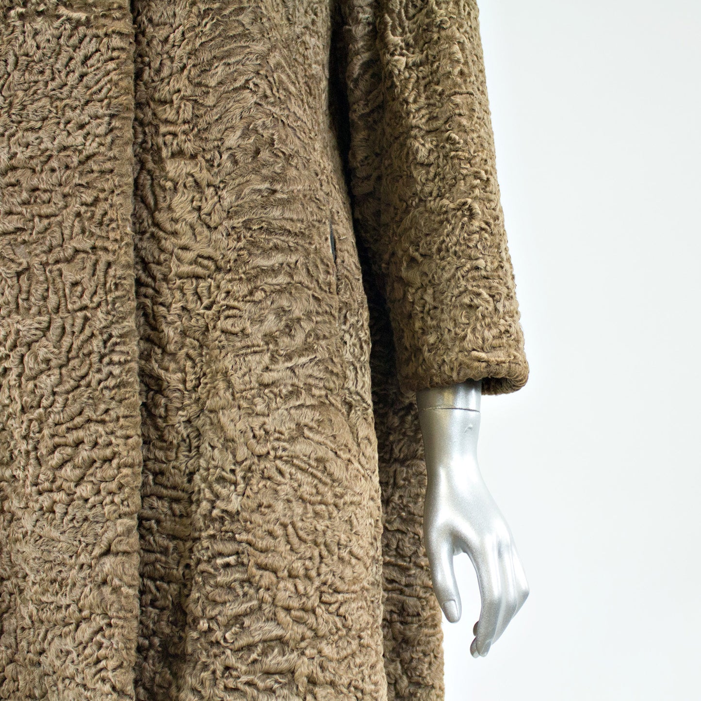 Coffee Color Persian Lamb Fur Jacket - Size S