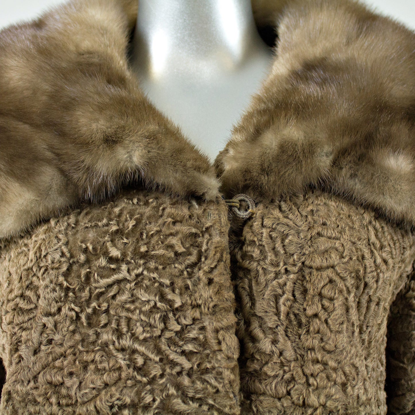 Coffee Color Persian Lamb Fur Jacket - Size S