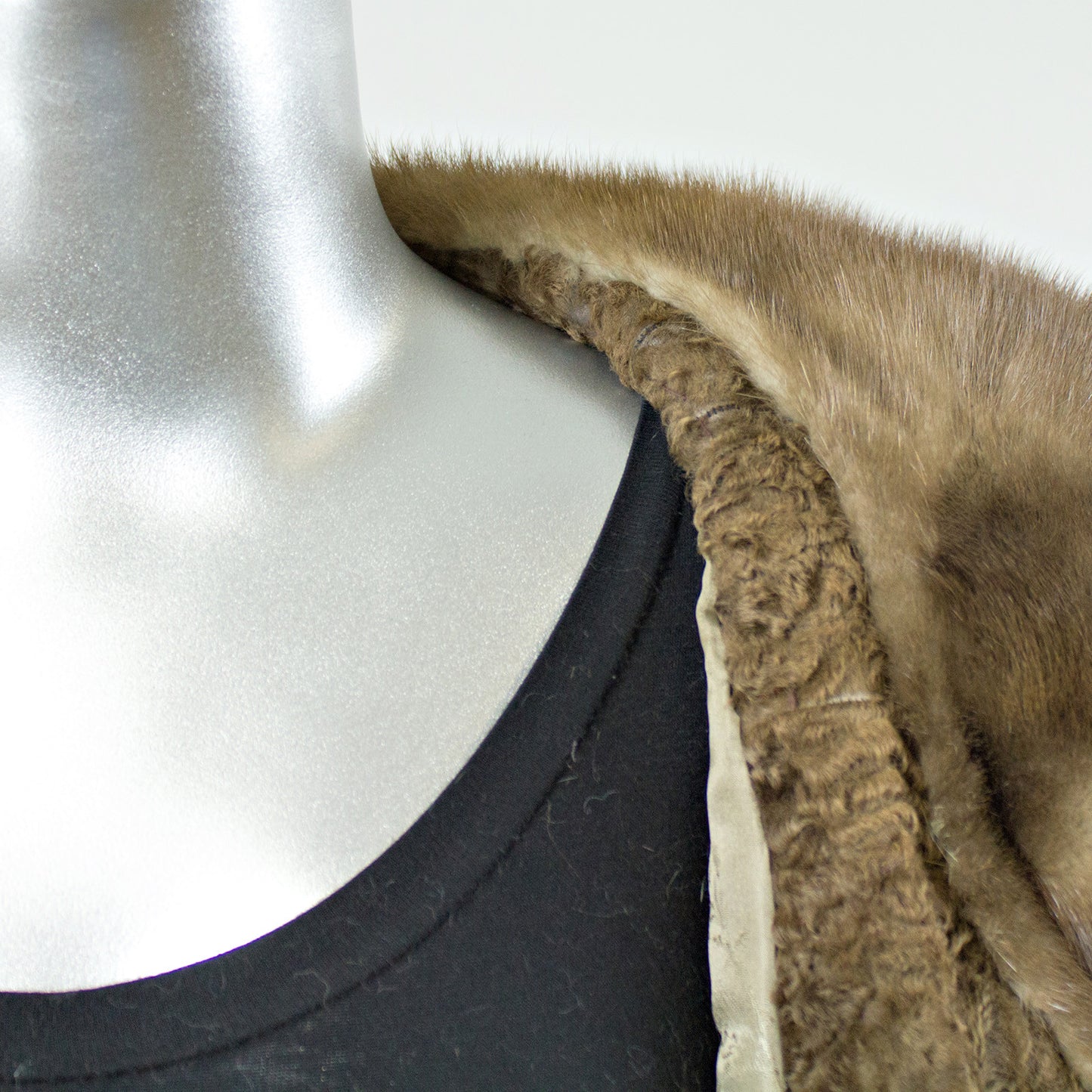 Coffee Color Persian Lamb Fur Jacket - Size S