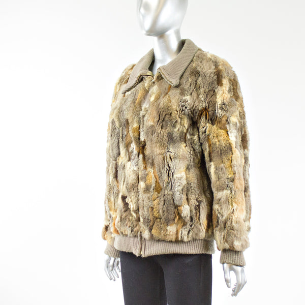 Multi Color Opossum Fur Reversible Jacket - Size S